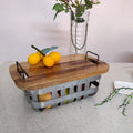 Wooden Chopping Board with Storage Basket 
